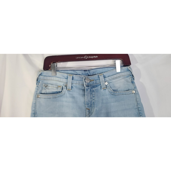 True Religion Frayed Hem Cora Crop Straight Mid Rise Cut Off Jean Shorts US 28 - Picture 4 of 8